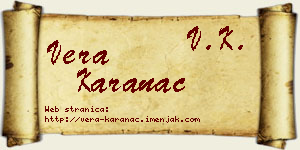 Vera Karanac vizit kartica